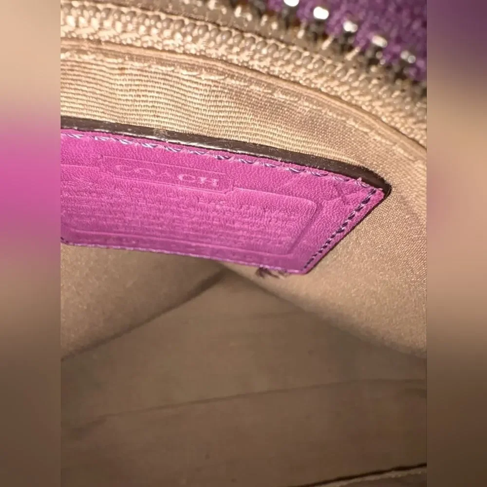 Coach Vintage Soho East West Gallery Magenta Purple Pink Leather Tote Bag Purse